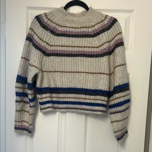 Z Supply Cream and Brown Cowl Neck Sweater